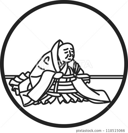 前大創正行尊的線描圓形簡單百人一州 118515066