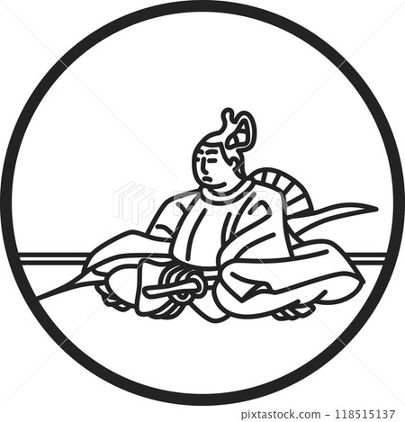 Line drawing circle simple Hyakunin Isshu by Fujiwara Mototoshi 118515137