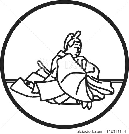 進入 Hoshoji 寺之前的線條畫圓形簡單 Hyakunin Isshu,關白大臣 進入 Hoshoji 寺之前的線條畫圓形簡單 Hyakunin Isshu,關白大臣 118515144