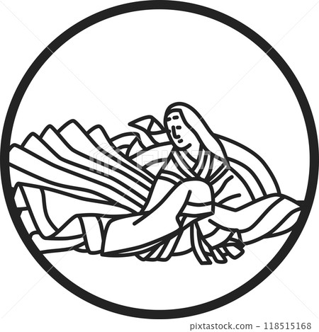 Line drawing circular simple Hyakunin Isshu Taikenmon-in Horikawa Line drawing circular simple Hyakunin Isshu Taikenmon-in Horikawa 118515168