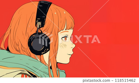 戴著耳機聽音樂的女孩 118515462