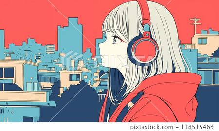 戴著耳機聽音樂的女孩 118515463