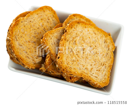 Sesame seed croutons served as appetizer 118515558