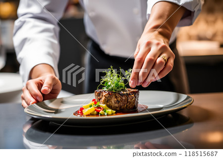 Chef's hand-crafted dishes to perfection 118515687