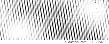 Grunge halftone sand background. Bitmap dust particle gradient wallpaper. Fading grit noise texture. Retro pop art pixel backdrop. Anime or manga comic overlay. Vector dots or speckles vanishing print 118515692