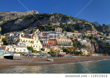 Southern Europe, Italy, Campania, Salerno Province, World Heritage Site, Amalfi Coast, Positano cityscape and symbolic church Southern Europe, Italy, Campania, Salerno Province, World Heritage Site, Amalfi Coast, Positano cityscape and symbolic church 118515818