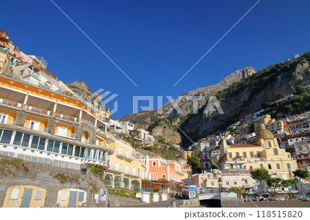 Southern Europe, Italy, Campania, Salerno Province, World Heritage Site, Amalfi Coast, Positano cityscape and symbolic church Southern Europe, Italy, Campania, Salerno Province, World Heritage Site, Amalfi Coast, Positano cityscape and symbolic church 118515820