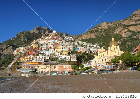 Southern Europe, Italy, Campania, Salerno Province, World Heritage Site, Amalfi Coast, Positano cityscape and symbolic church Southern Europe, Italy, Campania, Salerno Province, World Heritage Site, Amalfi Coast, Positano cityscape and symbolic church 118515826