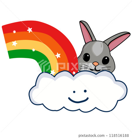 Boho Rainbow and clouds, stars,bunny cartoon drawings. 118516188