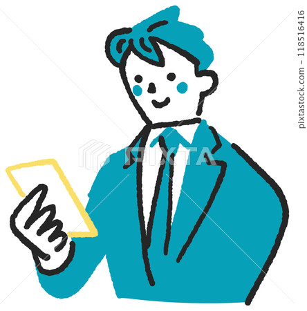 A man operating a smartphone Stock illustration 118516416