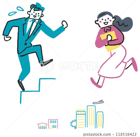 一組努力提陞技能的都市年輕人插畫素材 一組努力提陞技能的都市年輕人插畫素材 118516422