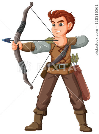 Archer Aiming with Bow and Arrow 118516561
