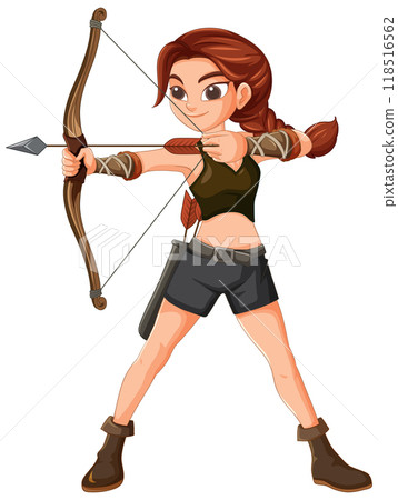 Female Archer Ready to Shoot 118516562