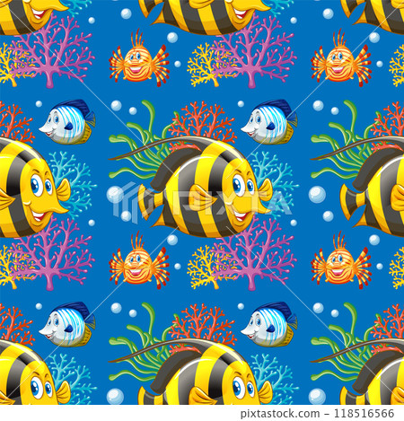Colorful Underwater Fish Pattern 118516566