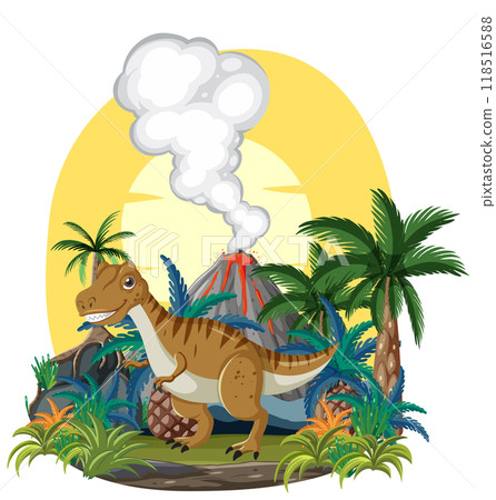 Dinosaur Island with Volcano 118516588