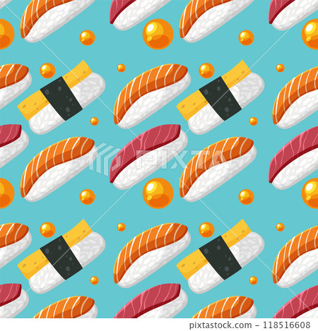 Seamless Sushi Pattern Illustration Seamless Sushi Pattern Illustration 118516608