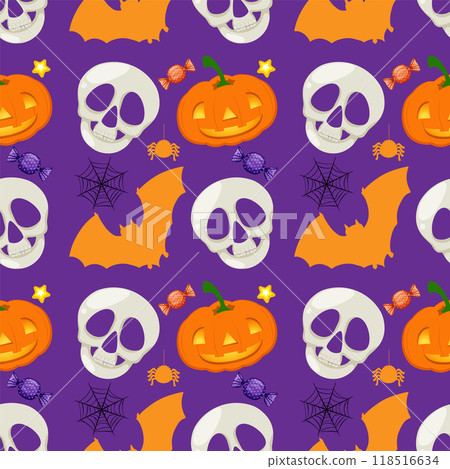Halloween Themed Seamless Pattern Halloween Themed Seamless Pattern 118516634