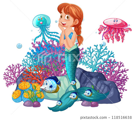 Underwater Mermaid and Sea Creatures 118516638