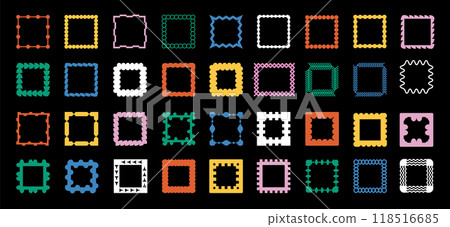 Brutal modern contemporary figure. Set of frames. Abstract geometric shapes and icons. Swiss design aesthetics. Trendy 90s retro style. Brutal modern contemporary figure. Set of frames. Abstract geometric shapes and icons. Swiss design aesthetics. Trendy 90s retro style. 118516685
