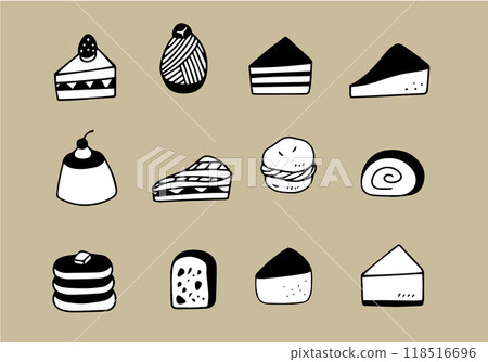 Hand drawn simple cake icon set 118516696