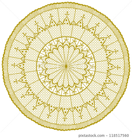 Gold lace with a crisscross pattern Gold lace with a crisscross pattern 118517560