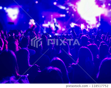 Vibrant crowd enjoying a live music concert performance Vibrant crowd enjoying a live music concert performance 118517752