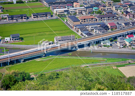 The Shinkansen as seen from Mt.Kita Fuji The Shinkansen as seen from Mt.Kita Fuji 118517887