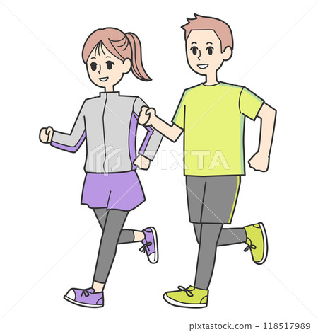Men and women jogging Men and women jogging 118517989