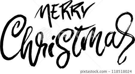 Merry Christmas Hand Drawn Modern Dry Brush Lettering. 118518024