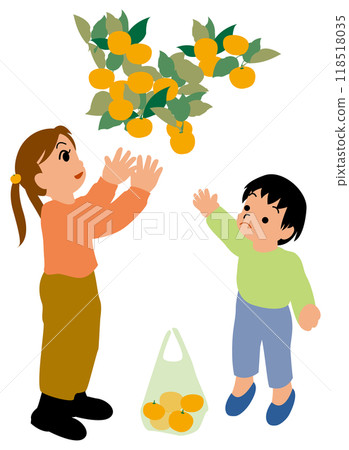 體驗摘式橘子的孩子插畫03 118518035