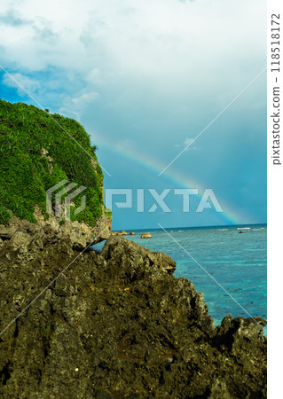 A rainbow over Shinbiji, Irabu Island 118518172