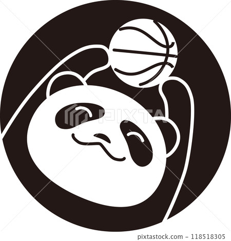 一隻拿著籃球的熊貓的單色插圖 118518305