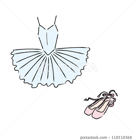 Ballet costume illustration, color line drawing Ballet costume illustration, color line drawing 118518368