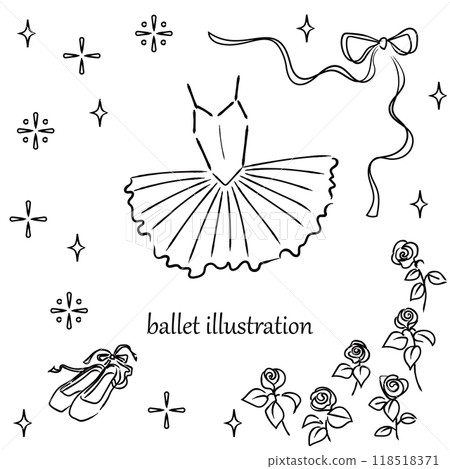 芭蕾舞插圖集單色線條畫 118518371