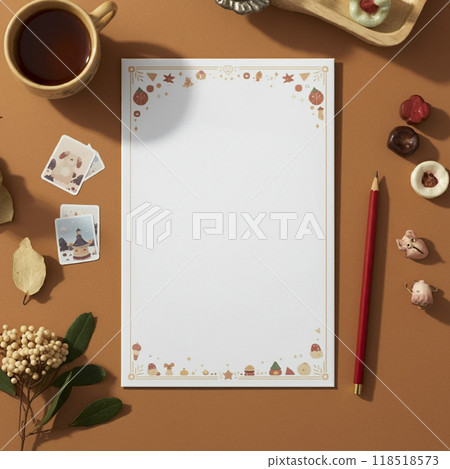 Blank, unwritten notepaper on a desk 118518573