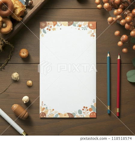 Blank, unwritten notepaper on a desk 118518574