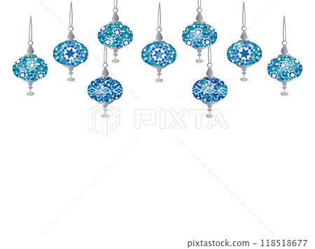 Blue Turkish lamps hanging from the ceiling 118518677