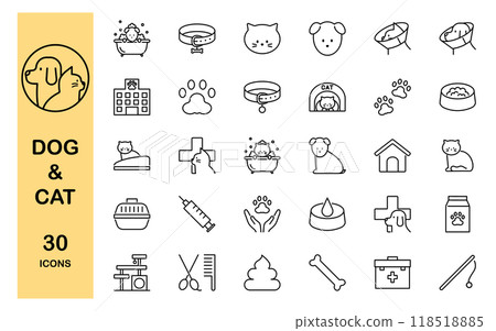 狗和貓寵物相關的圖示集 狗和貓寵物相關的圖示集 118518885