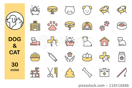 Dogs and cats pet icon set color 118518886