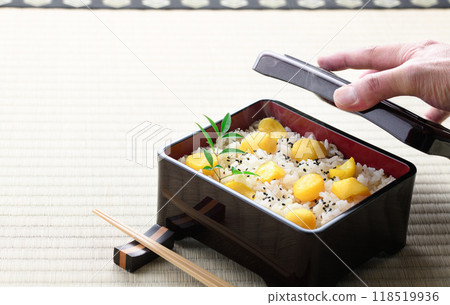 Taste of Autumn Chestnut rice in a bento box 118519936