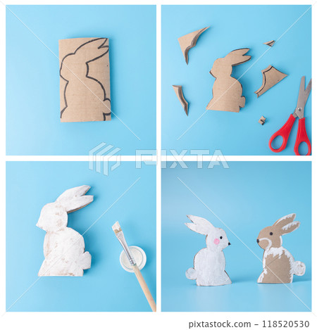 cut out paper rabbit animal tutorial, craft, DIY 118520530