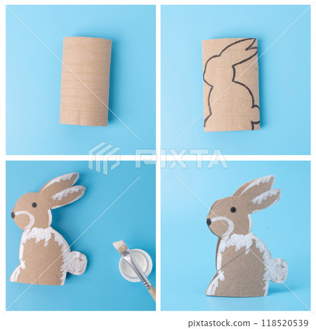 cut out paper rabbit animal tutorial, craft, DIY 118520539