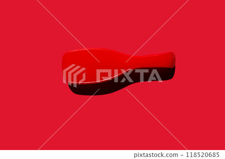 a red plastic hair brush on a red background, minimalist, glossy plastic,bottom view, a red plastic hair brush on a red background, minimalist, glossy plastic,bottom view, 118520685