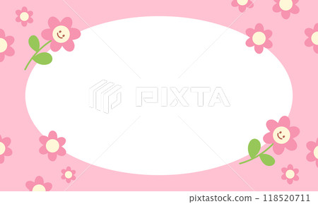 Rectangle, pastel pink frame of flowers for card, gift wrap, pakaging, floral print, decoration, banner, ad template, social media, poster, post card, spring, summer, polaroid frame, image, paper 118520711