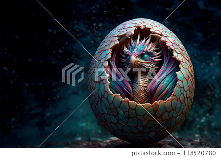 magical realm of fantasy with artwork capturing the awe-inspiring moment of a dragon hatching from its egg, 118520780