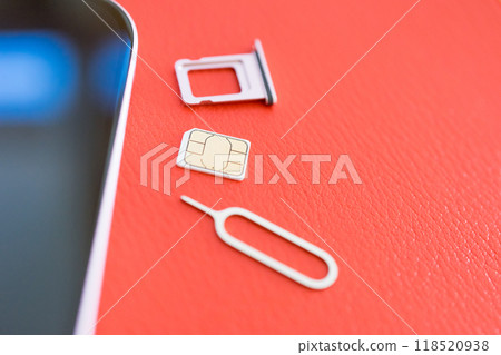 Smartphone SIM eject pin card tray Smartphone SIM eject pin card tray 118520938