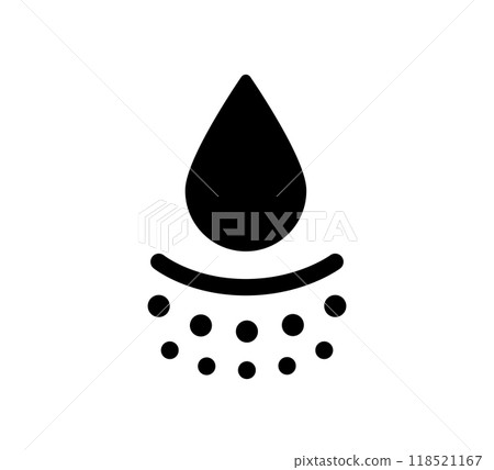 Water absorbent icon. Skin deep hydration symbol. Face care effect. Moisturizing skin icon. Water drop absorb sign. Vector illustration isolated on white background 118521167