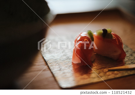 Matcha and Japanese sweets set - Autumn - Persimmon 118521432