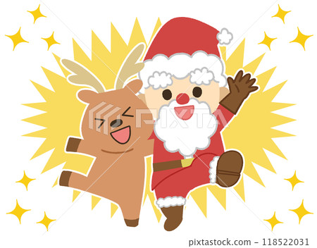 Cute Santa Claus and reindeer icon illustration for Christmas 118522031