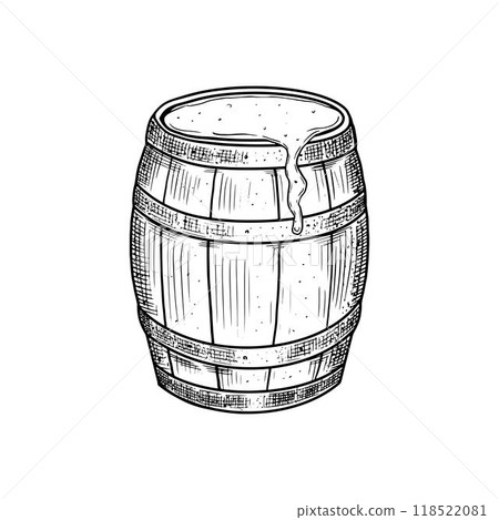 Hand drawn barrel of honey. Vector illustration 118522081